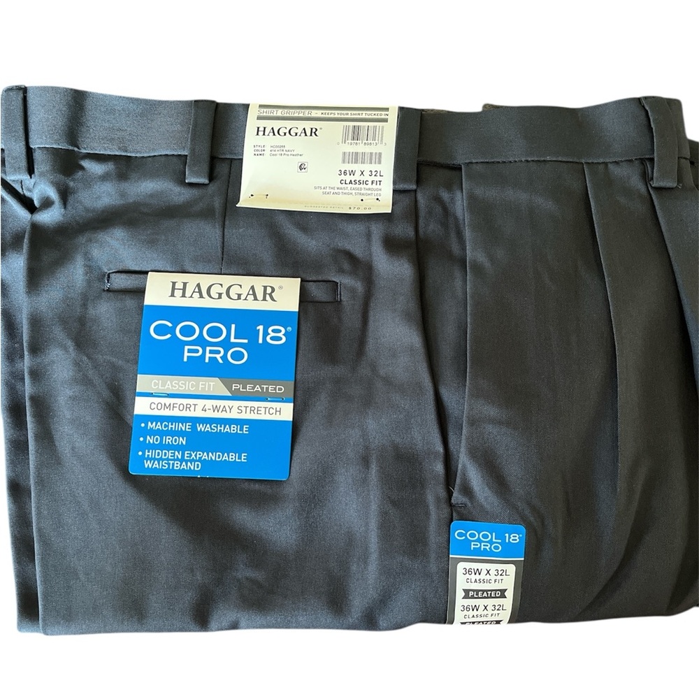 Haggar Cool 18 Pro Gray Pleated Pants